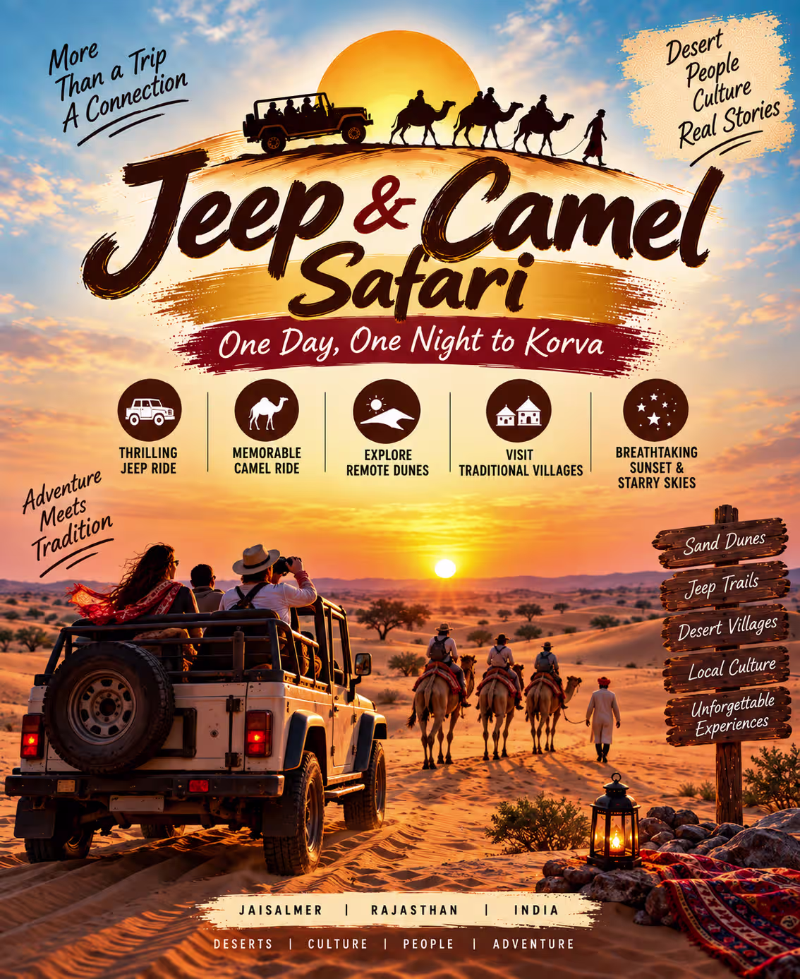 Sunset camel safari near Jaisalmer