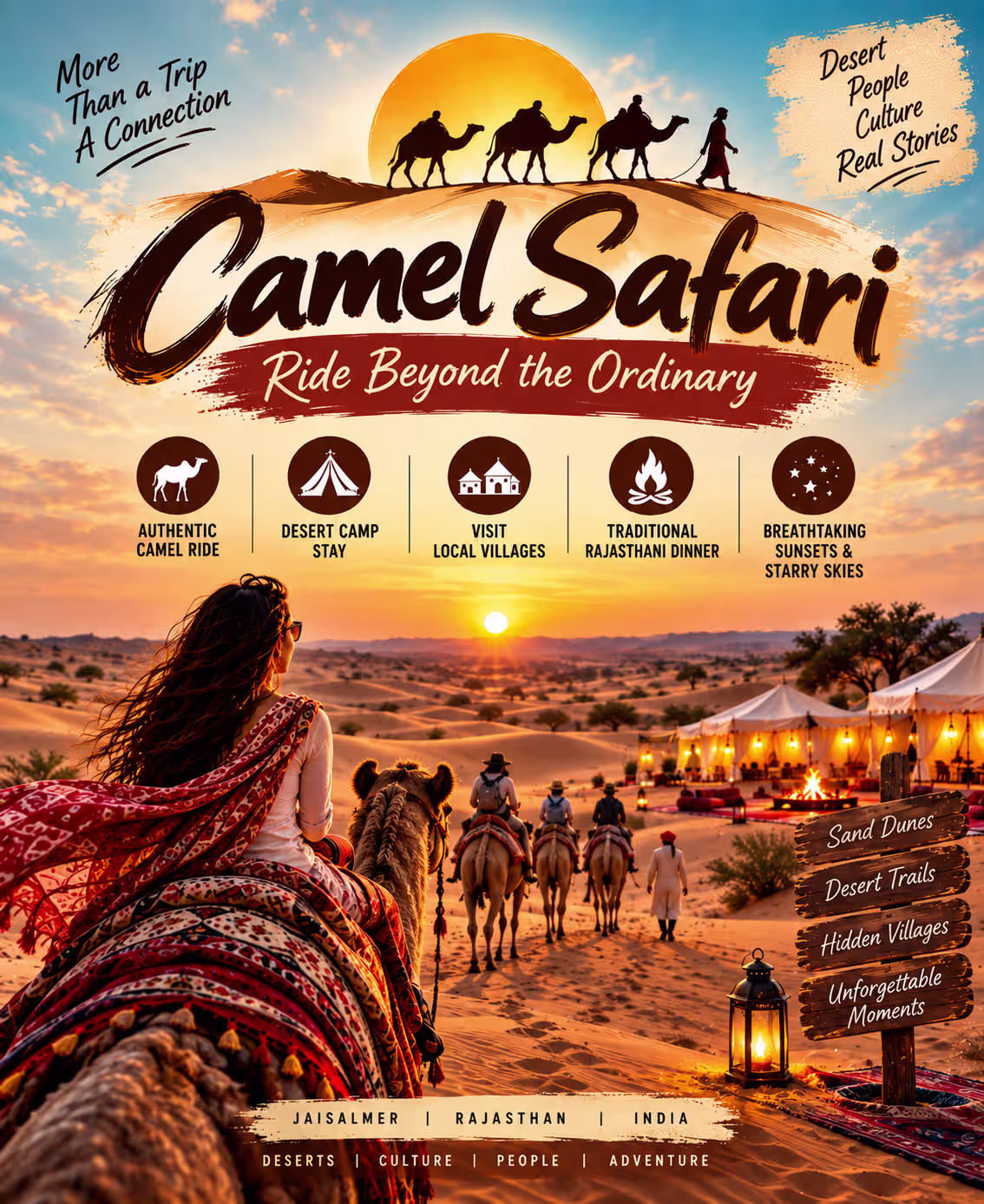 Overnight camel safari into the dunes