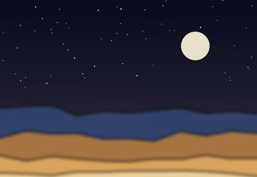 Full moon night in the desert camp